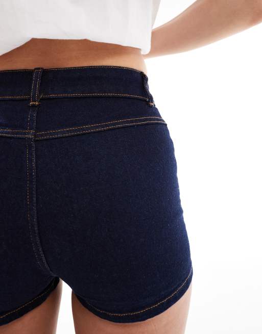 ASOS DESIGN mid rise stretch denim micro short in indigo, 5 of 5