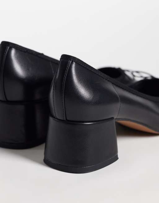 ASOS DESIGN Mid-Schuhe mit Schleifendetail und Blockabsatz in Schwarz, 4 von 4