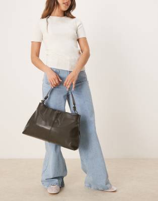 Asos Design Mid Size Tote Bag With Knot Handle
