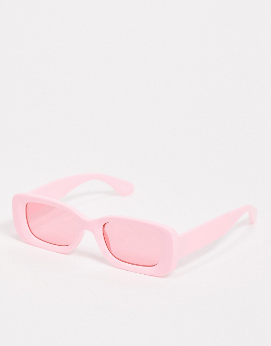 ASOS DESIGN mid square bevel fashion glasses in pink