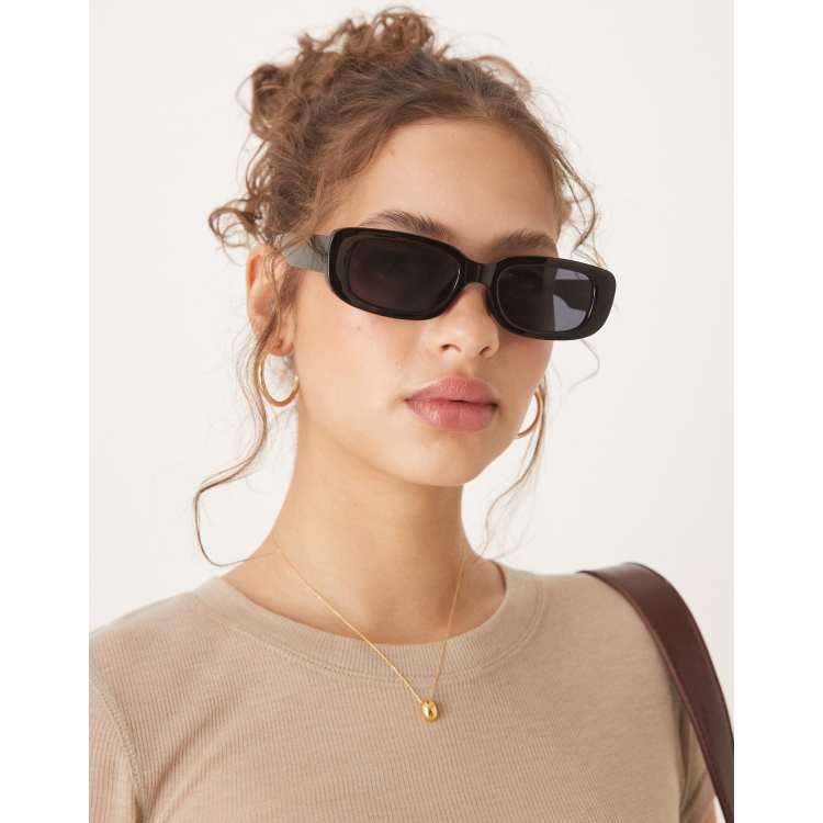 ASOS Design Mid Square Sunglasses in Black