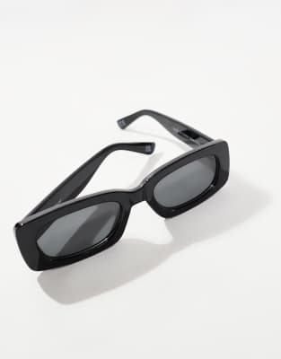 Asos Design Mid Square Sunglasses In Black