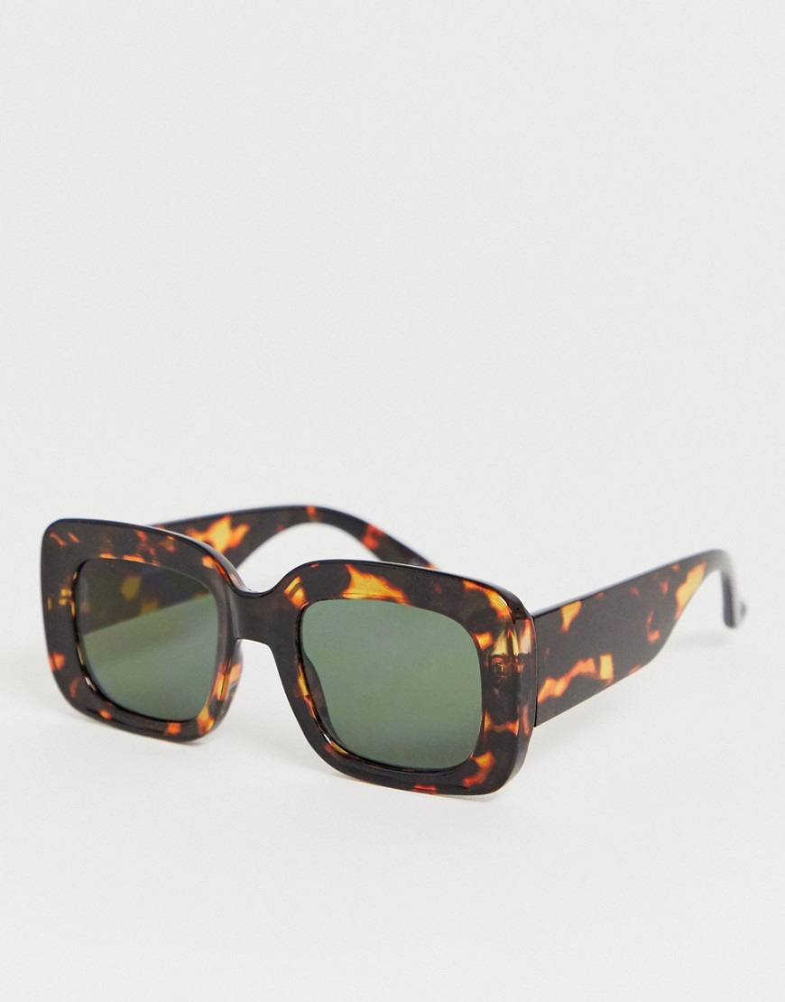 ASOS DESIGN mid square sunglasses in tort-Brown