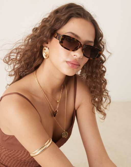 ASOS DESIGN mid square sunglasses in tort, 3 of 3