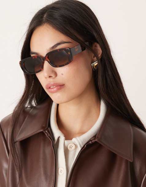 ASOS DESIGN mid square sunglasses in tort