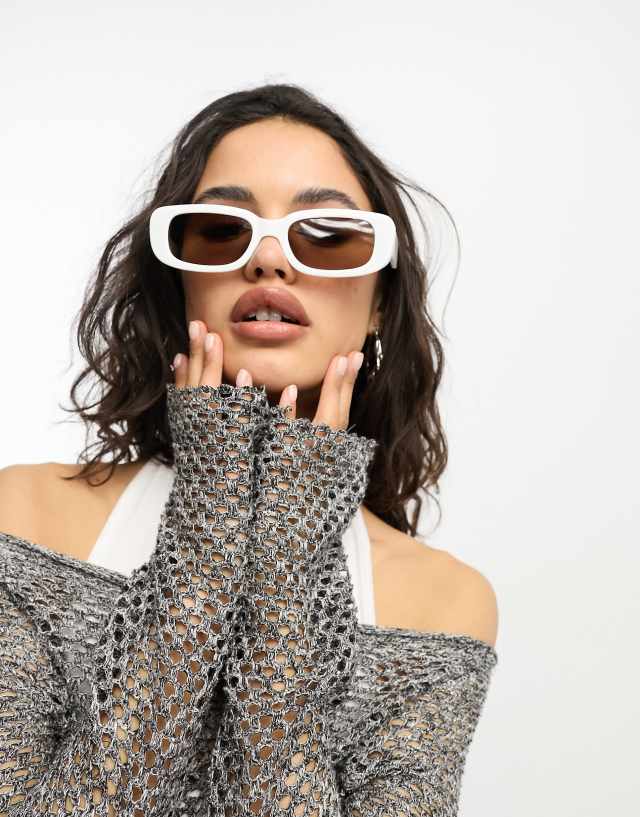 ASOS DESIGN mid square sunglasses in white