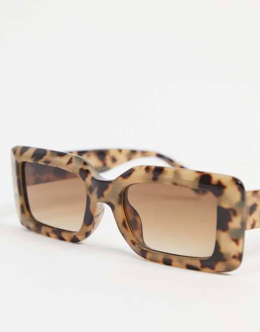 ASOS DESIGN mid square sunglasses with bevel in milky tort - BROWN