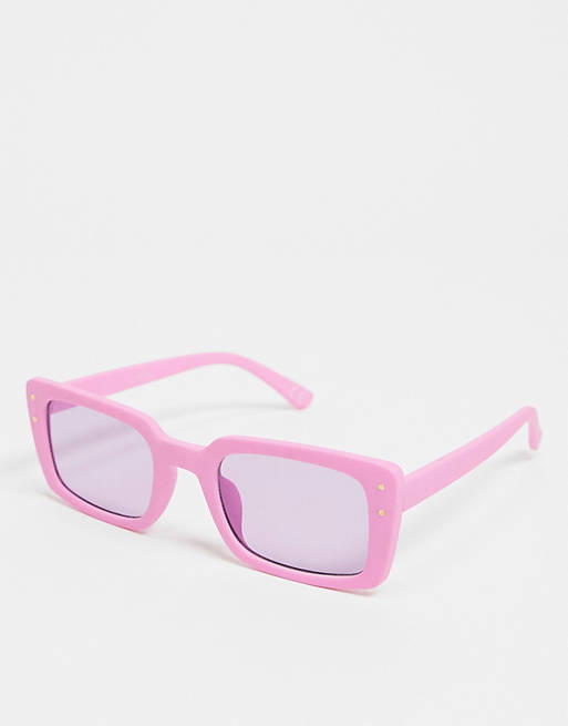 ASOS DESIGN mid square sunglasses with metal stud detailing in purple