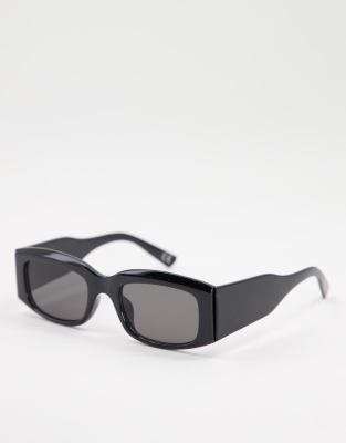 ASOS DESIGN mid square sunglasses with wide temple in black