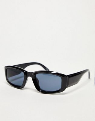 ASOS DESIGN mid square visor sunglasses with deep bevel in black
