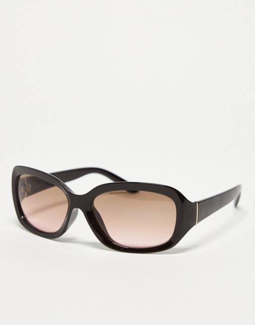 ASOS DESIGN rimless mid square sunglasses with temple detail in brown