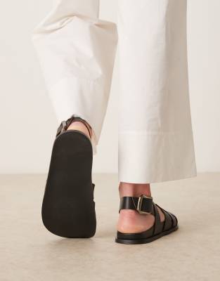 Asos Design Midas Fisherman Flat Shoes In Black