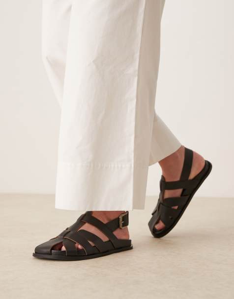 ASOS DESIGN - Midas - Sorte og flade fiskersko i læder - view 1
