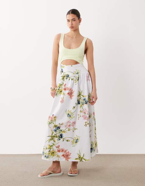 ASOS DESIGN - Midaxi jurk met bloemenprint en uitsnijding - view 1