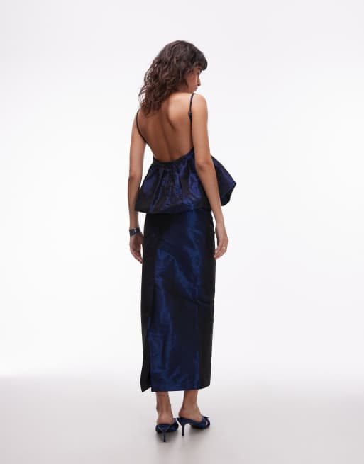 ASOS DESIGN midaxi pencil skirt in navy, 4 of 5
