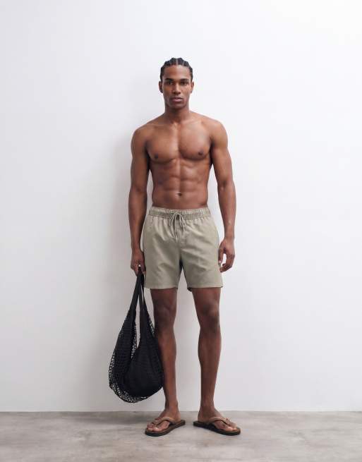 ASOS DESIGN - Middellang zwemshort in kaki, 2 van 7