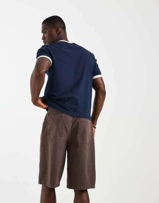 ASOS DESIGN - Middellange denim jorts in bruin met wassing, 5 van 5