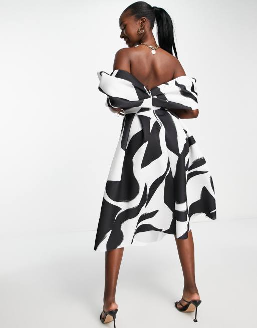 ASOS DESIGN - Midi-avondjurk uit 2 delen met zwarte vlekkenprint, 2 van 4