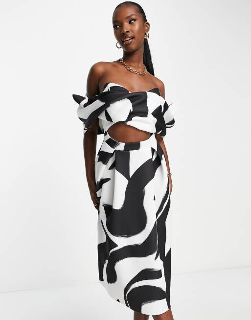ASOS DESIGN - Midi-avondjurk uit 2 delen met zwarte vlekkenprint, 4 van 4