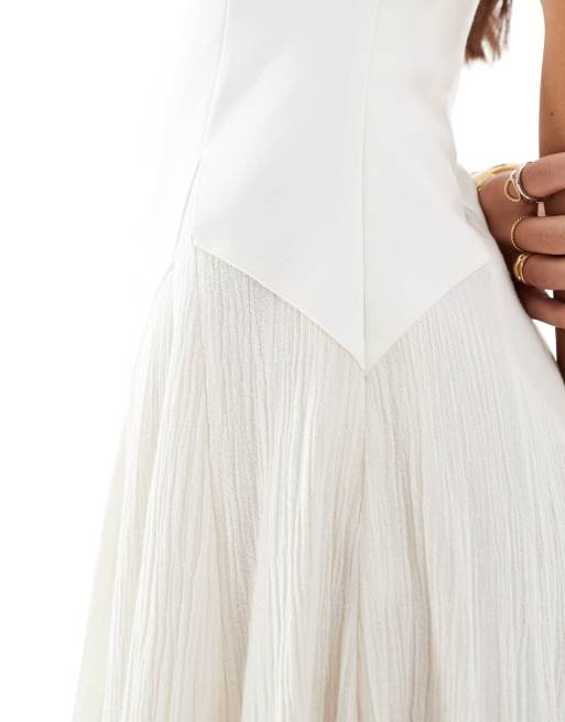 ASOS DESIGN - Midi bandeau-jurk met volle rok in wit, 4 van 4