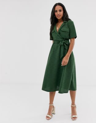 midi belted shirt dress