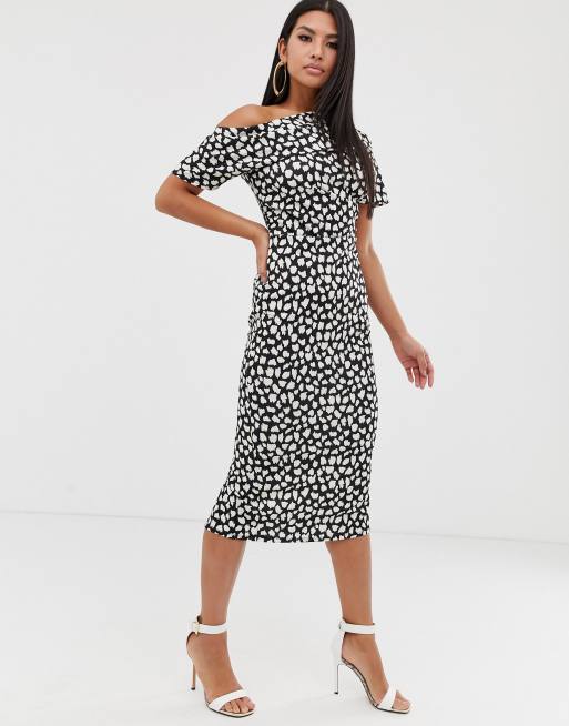 Asos black and white midi dress on sale