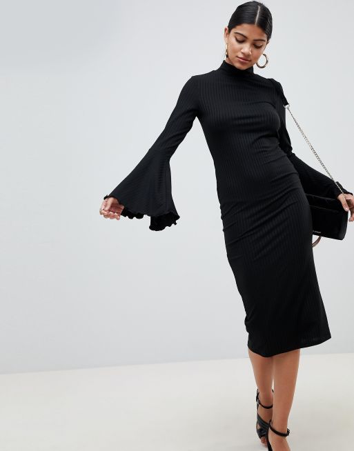 ASOS DESIGN midi bodycon dress with flared sleeves, 4 of 4