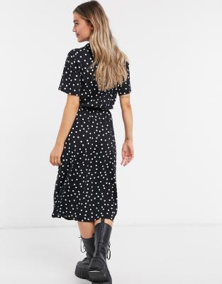 black polka dot button dress