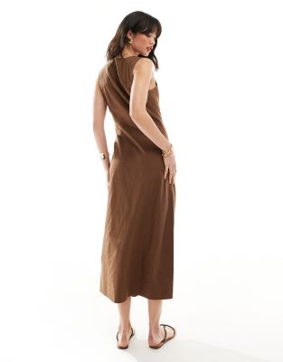 chinese dress ladies Yellow and Ivory Square Neck Vest Midi Dress main image 1
