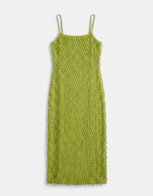 ASOS DESIGN - Midi cami-jurk met versiering in olijfgroen, 5 van 7