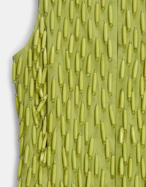 ASOS DESIGN - Midi cami-jurk met versiering in olijfgroen, 7 van 7