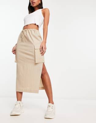 ASOS DESIGN - Midi-Cargorock in Sand-Neutral