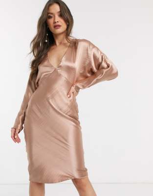 ASOS DESIGN midi dress batwing sleeve bias cut | ASOS