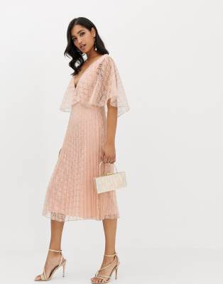 asos design flutter sleeve midi dress