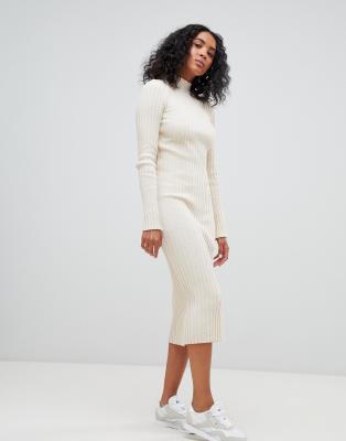 midi dress in ribbed knit