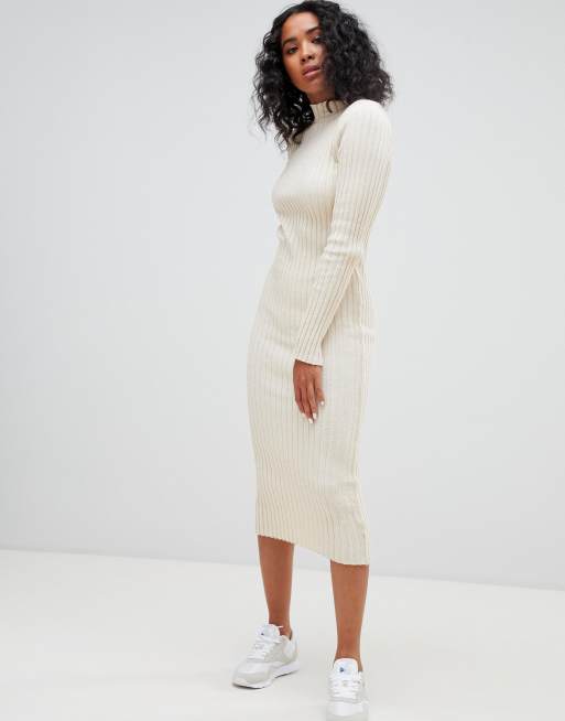 Ribbed knit clearance dress midi