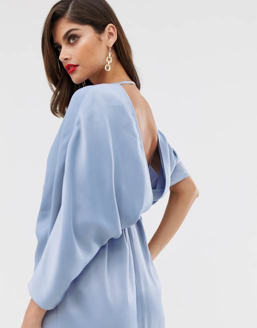 Asos design kimono midi dress 2024 in satin with asymmetric sleeve