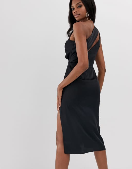 Asos design midi dress sale in satin with spliced bodice