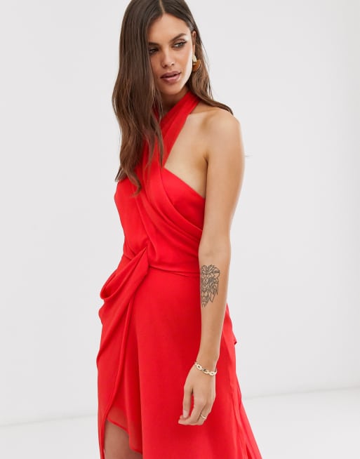 knee length dresses for ladies Asos Edition Batwing Chiffon Midi Dress With Floral Embroidery In Petrol  Blue main image 0