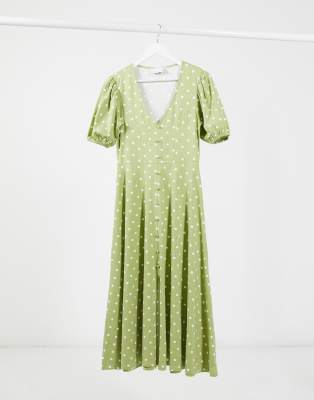 asos green and white dress