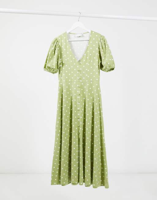 Asos green spotty dress best sale