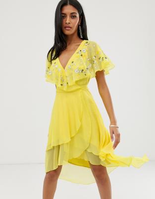 asos design midi dress with cape back and dipped hem