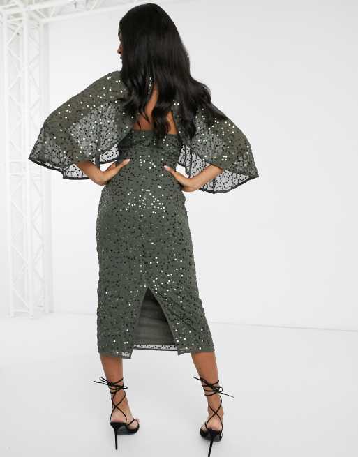 Asos scattered sequin kimono hot sale dress