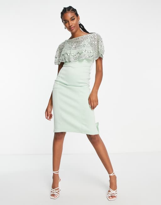 ASOS DESIGN Midi Dress With Embellished Cape Detail In, 41% OFF