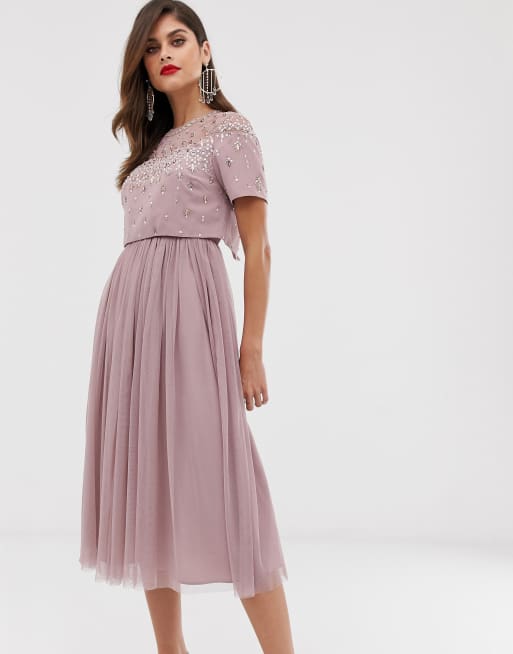 Asos crop top midi cheap dress