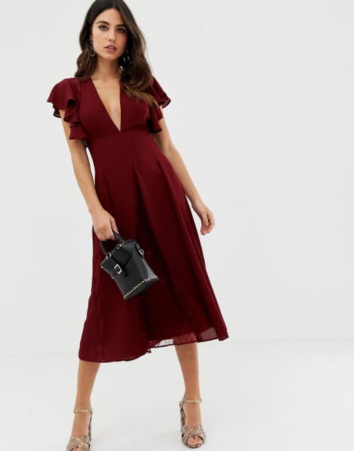 Asos design maxi dress with lace godet clearance panels