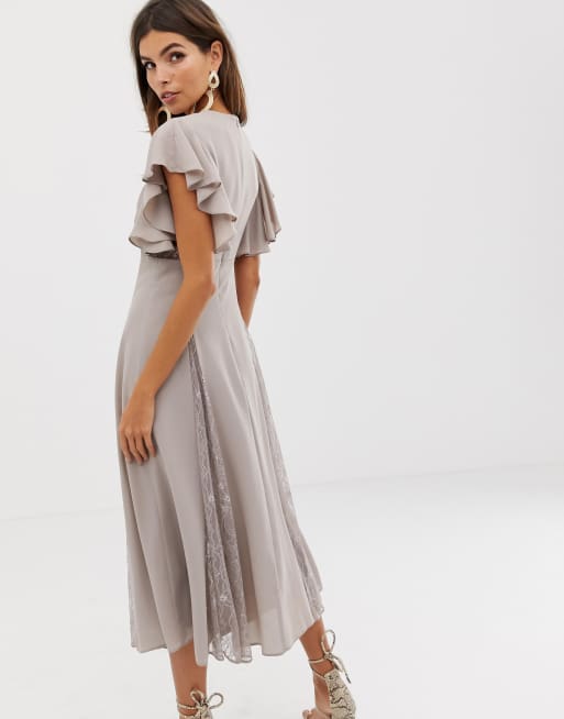 Asos design maxi dress with lace godet outlet panels