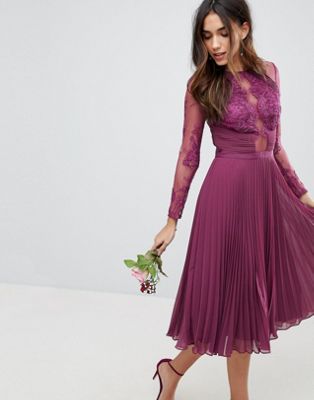 asos design maxi dress with lace sleeves and eyelash lace