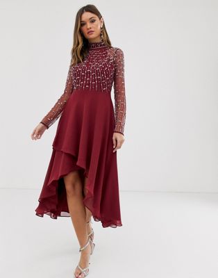 burgundy dresses asos