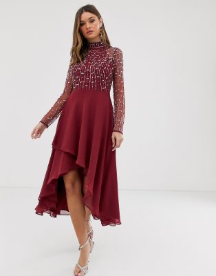 burgundy dresses asos